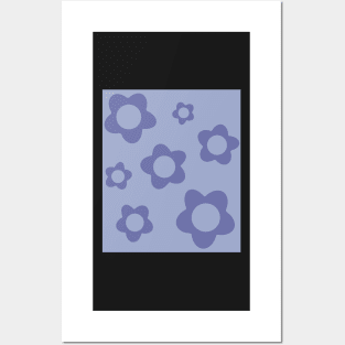 pattern flower aesthetic violet purple blue Posters and Art